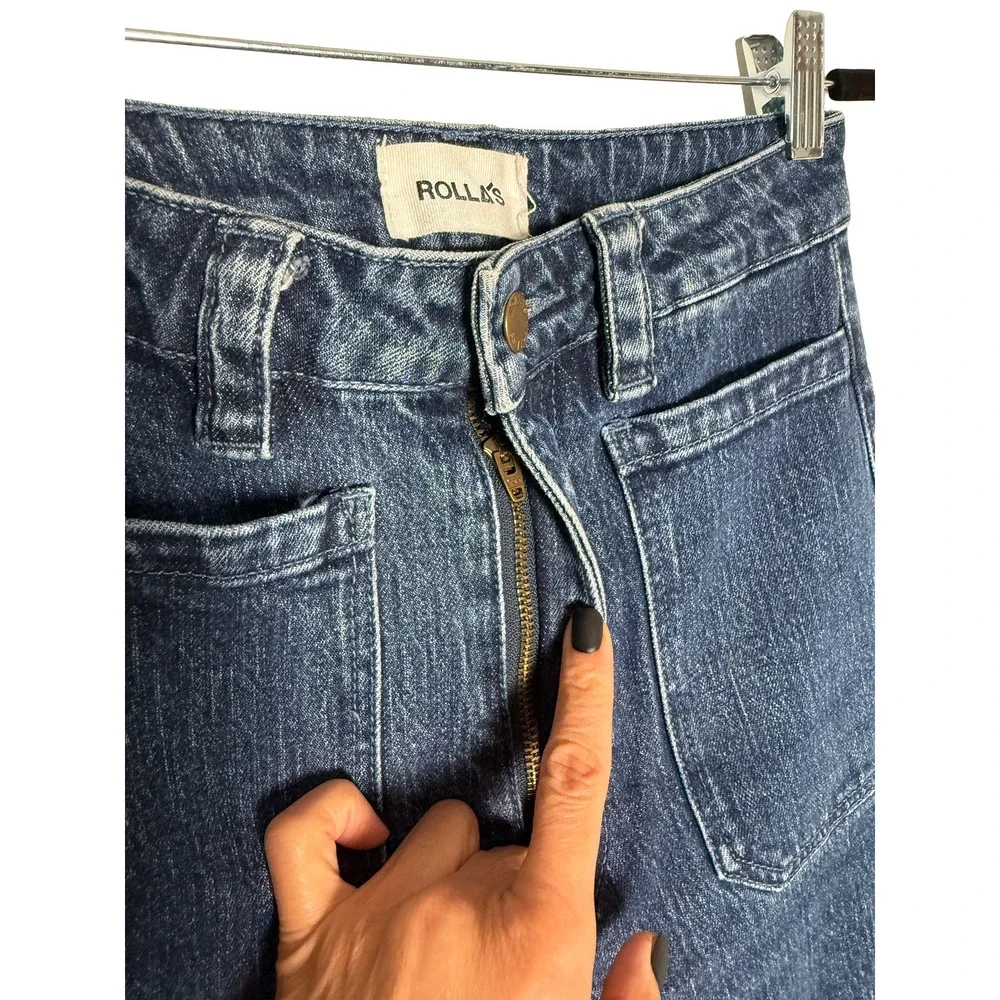 Rolla's Womens Sailor Comfort Ink High Rise Wide Leg Jeans Front Patch Pockets26